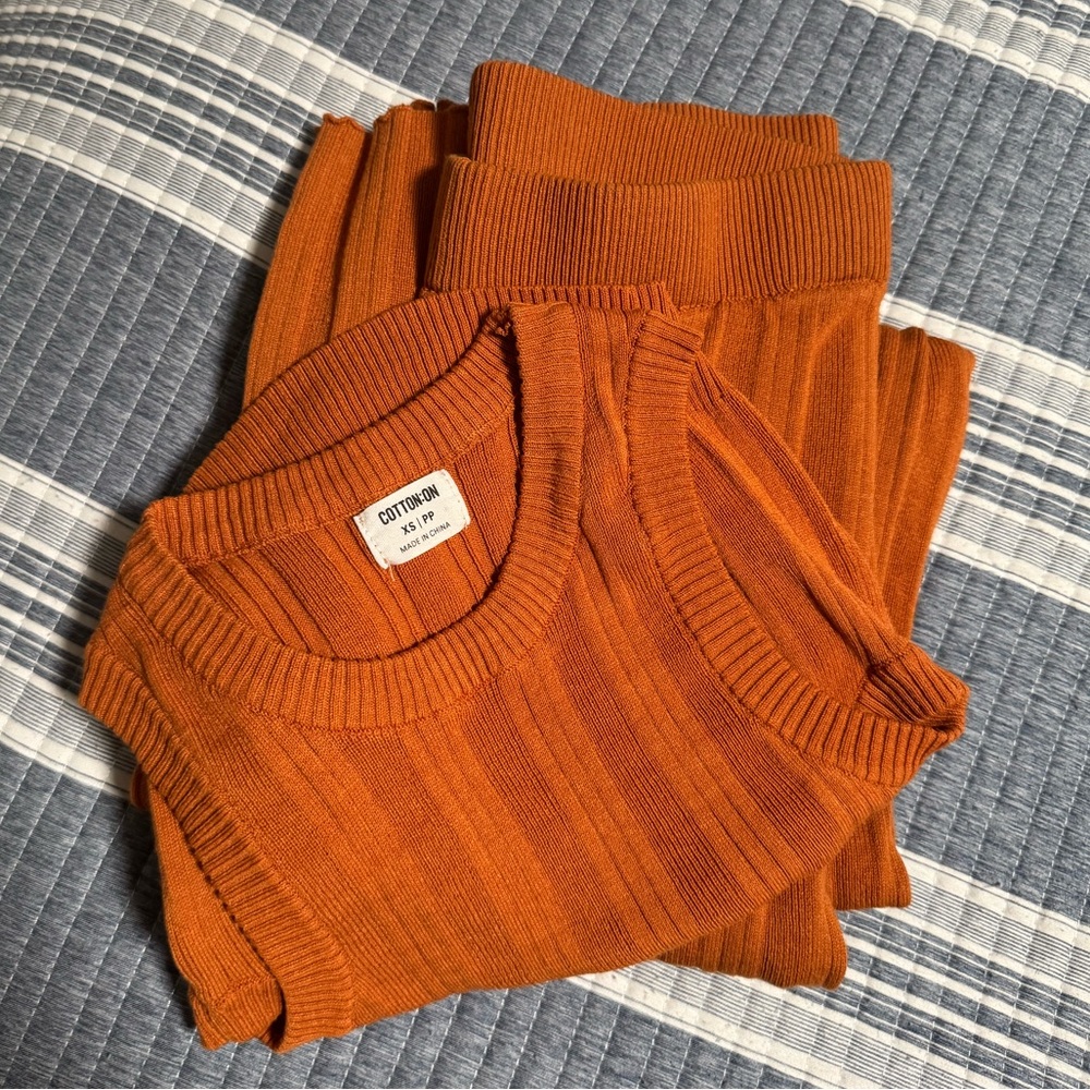 Cotton On Orange Crewneck Sweater Set